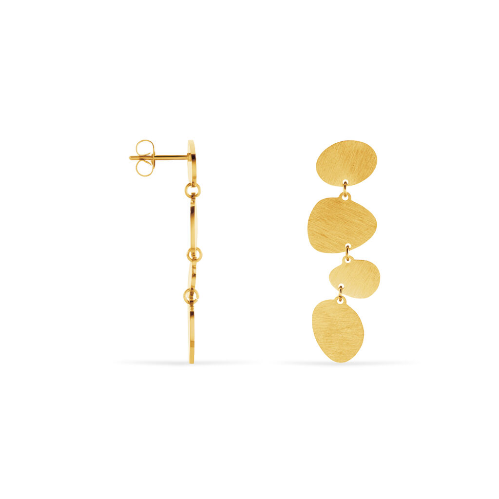 LIZ Damen Ohrringe Lang Edelstahl vergoldet Kreis