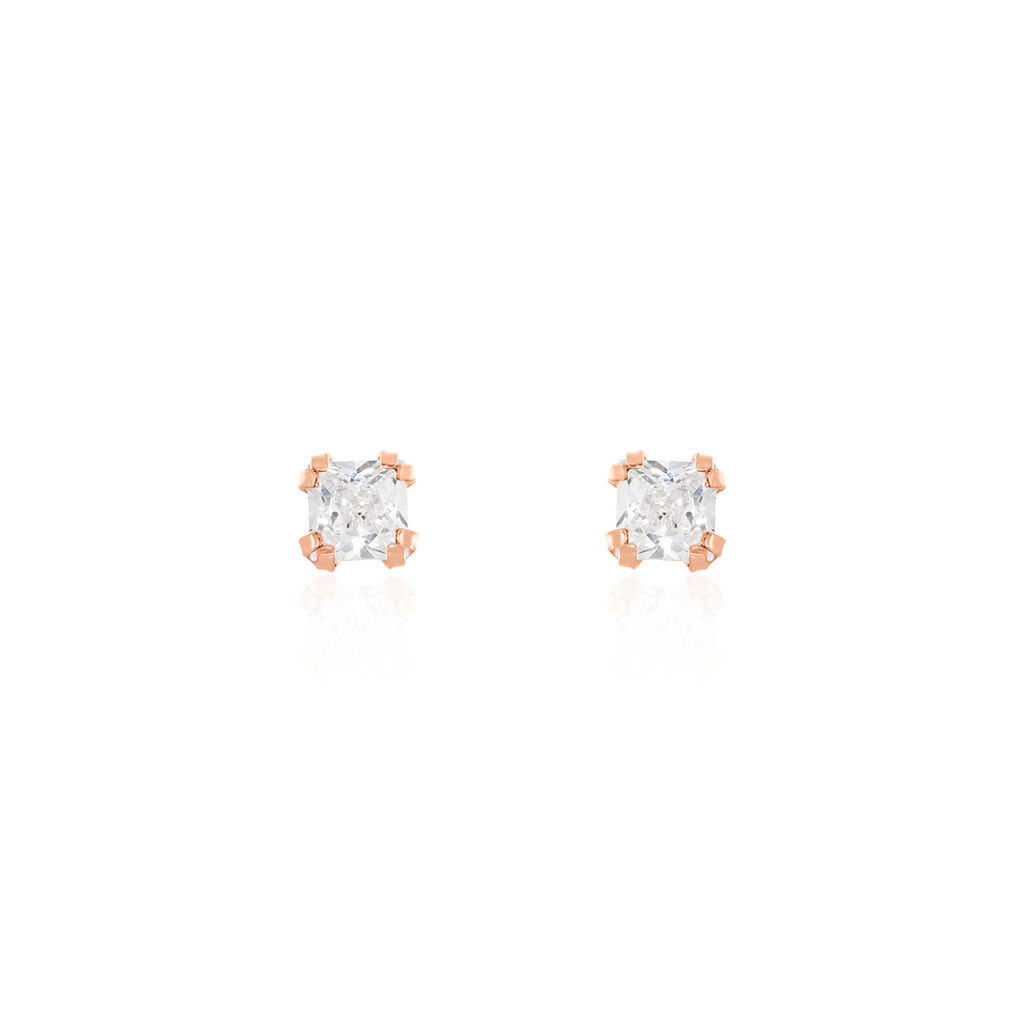 Damen Ohrstecker Rosegold 375 Zirkonia Doreen Carre 3,00mm  - Ohrstecker Damen | OROVIVO
