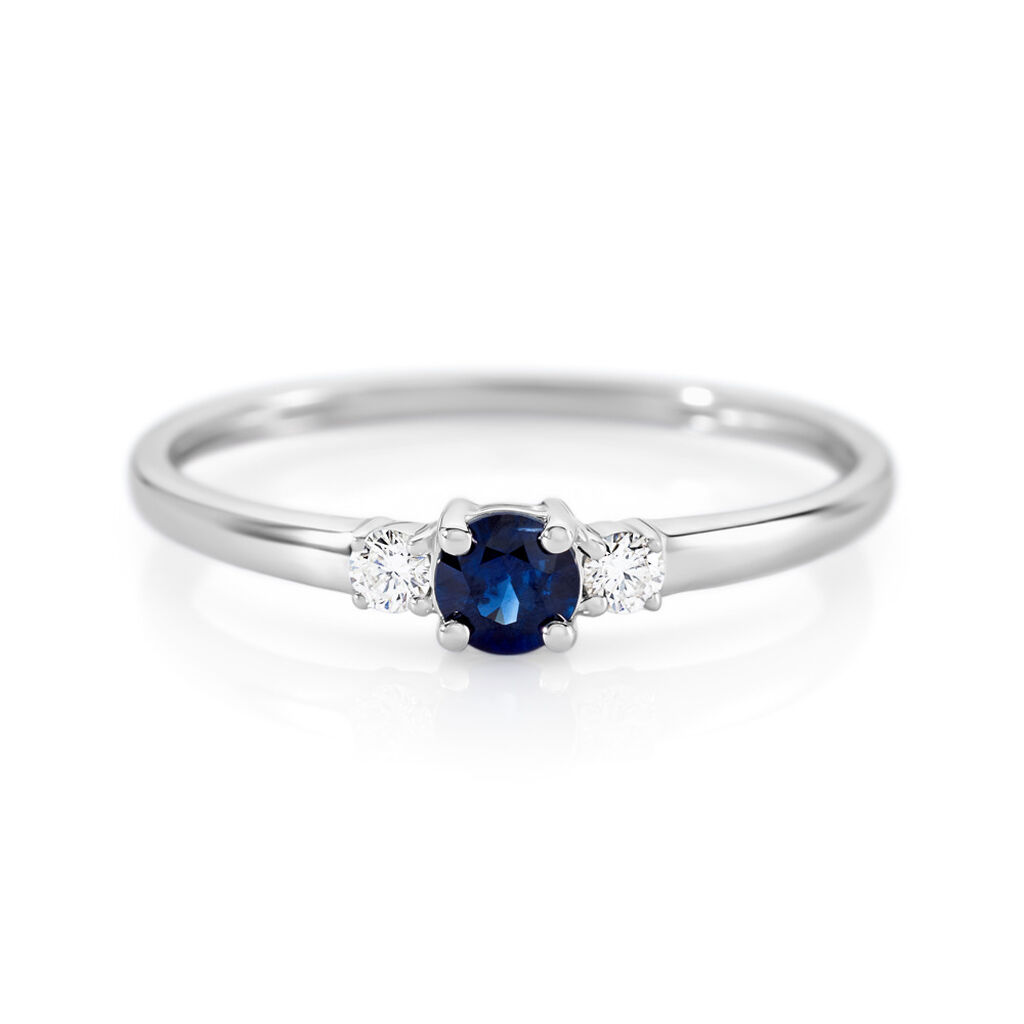 ELISABETH Damen Ring Weißgold 585 (14 Karat) Saphir Blau 0,27 ct, Ring mit Stein