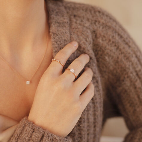 BINA Damen Ring Rosegold 375 (9 Karat) Zirkonia Wei&szlig; B 1,85 mm - Verlobungsringe Damen | OROVIVO