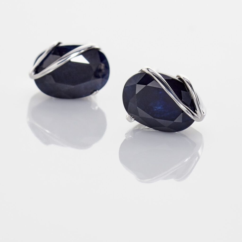 PRUDENCIA Damen Ohrstecker Wei&szlig;gold 375 (9 Karat) Saphir Blau 2,02 ct