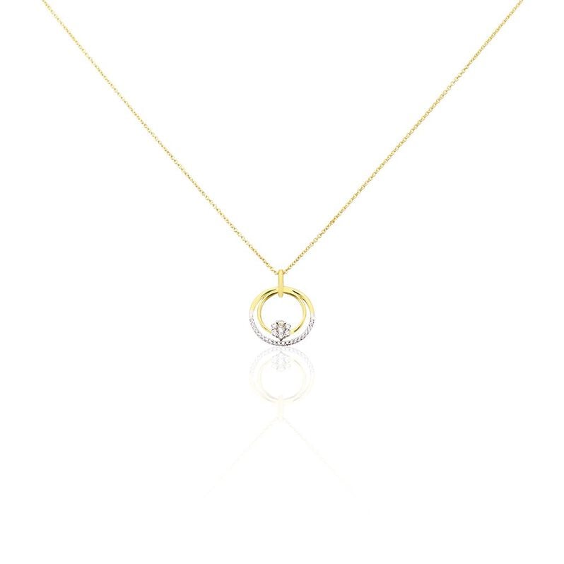 SIMA Damen Collier Gold 375 (9 Karat) Zirkonia Wei&szlig; Kreis - Halsketten Damen | OROVIVO