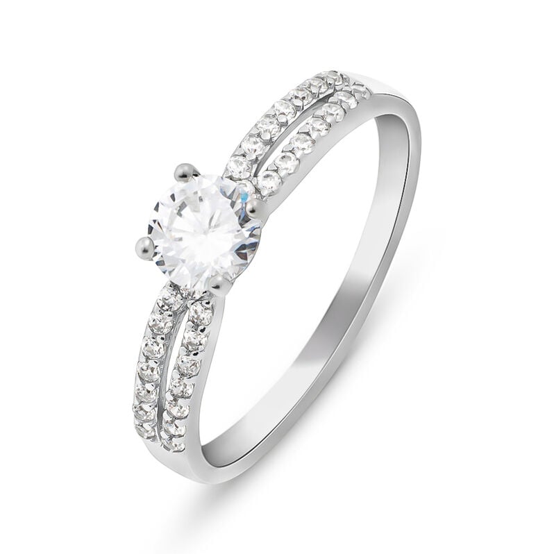 Anello Solitario Silver Elegance Argento Rodiato Cubic Zirconia - Spannringe Damen | OROVIVO