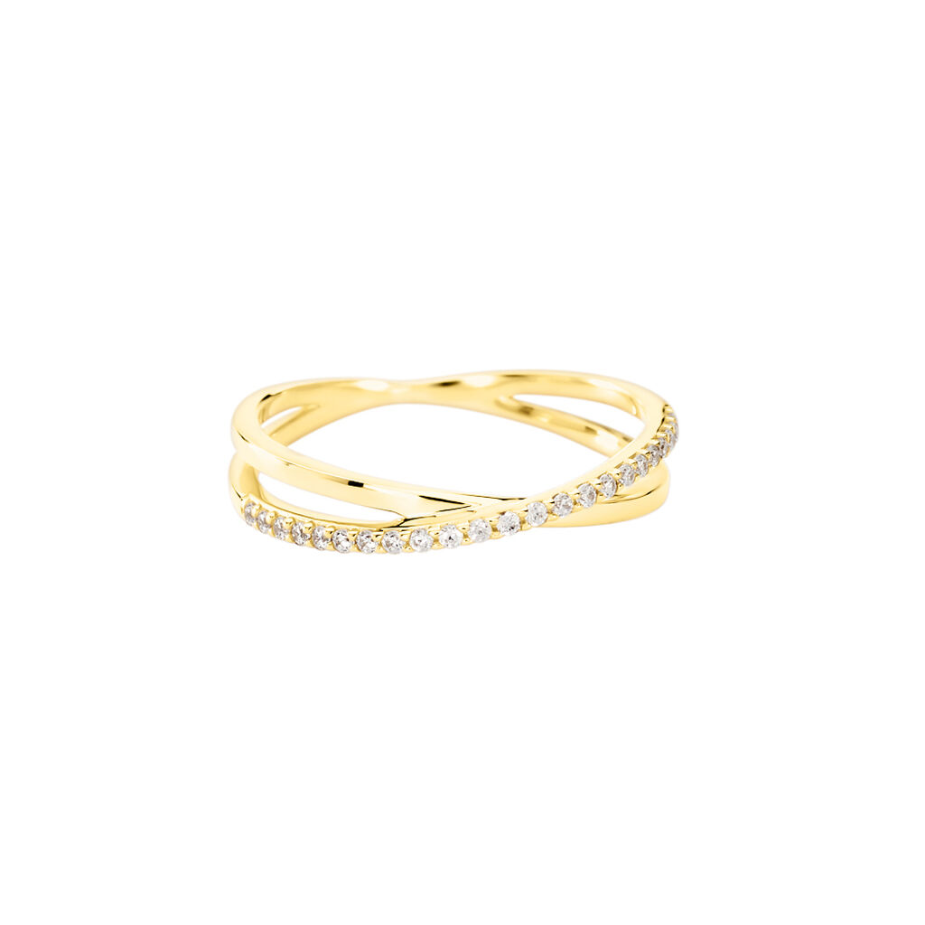 Damen Ring Gold 375 Rund Weiß Twist 1 - Ringe mit Stein Damen | OROVIVO