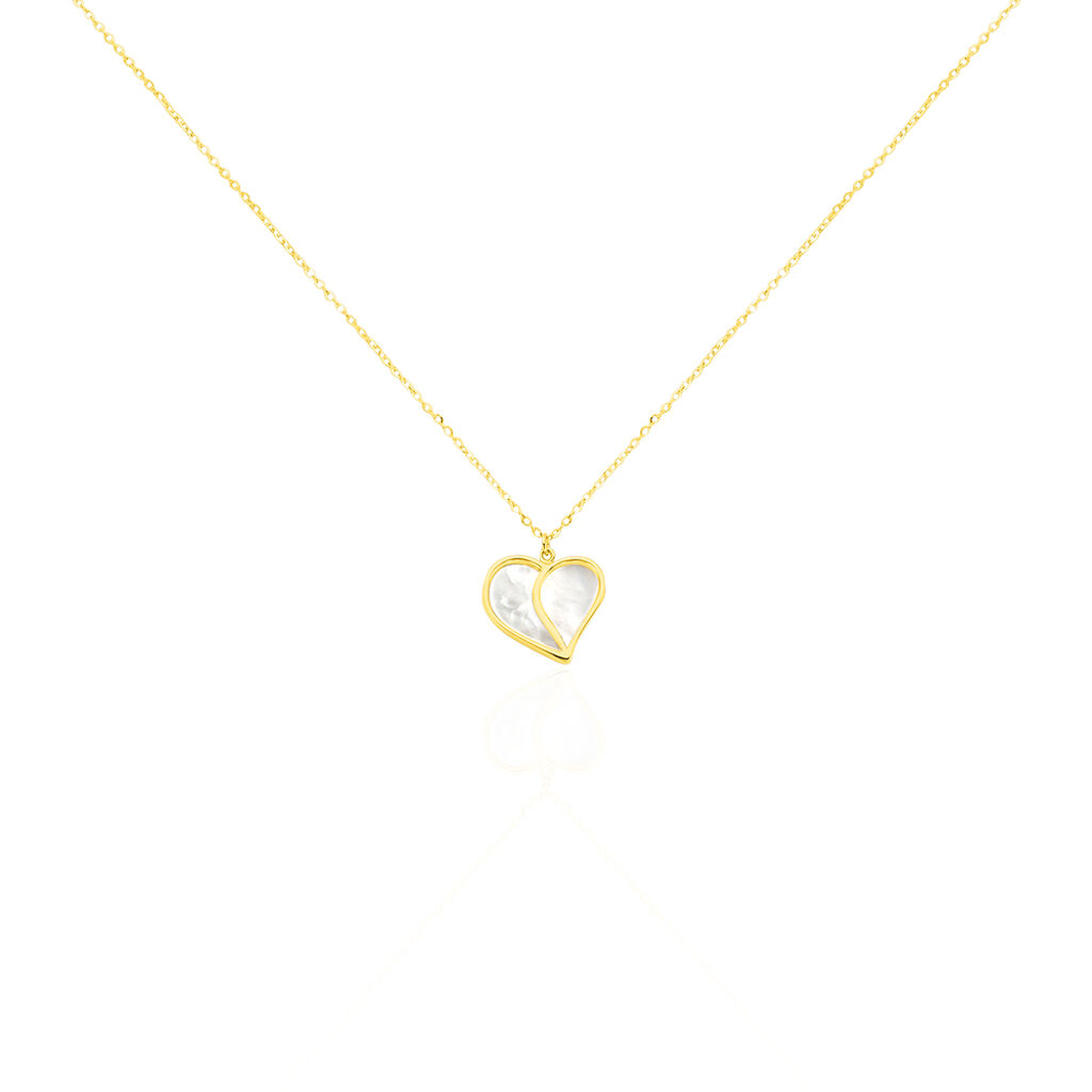 Thumbnail - Damen Halskette Gold 375 Perlmutt Herz, Collier mit Stein
