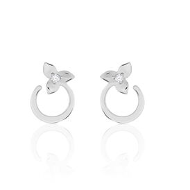 Damen Ohrstecker Weißgold 375 Diamant 0,06ct Blume - Ohrstecker Damen | OROVIVO