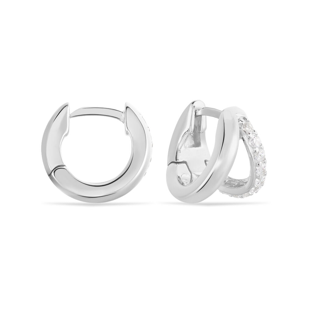 Damen Creolen Silber 925 Zirkonia Wei&szlig; 0,54 ct B 8,45 mm