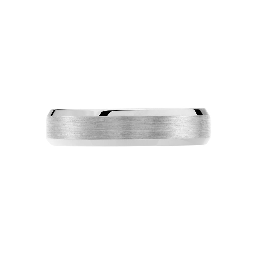 Alliance Mat Et Brillant Biseaute Ruban Plat Palladium Blanc - Spannringe Herren | OROVIVO