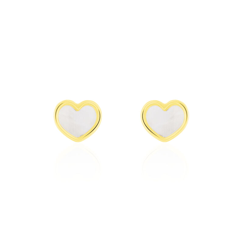 Boucles D'oreilles Or Jaune Amaryllis Cœur Nacre - Spannringe Kinder | OROVIVO
