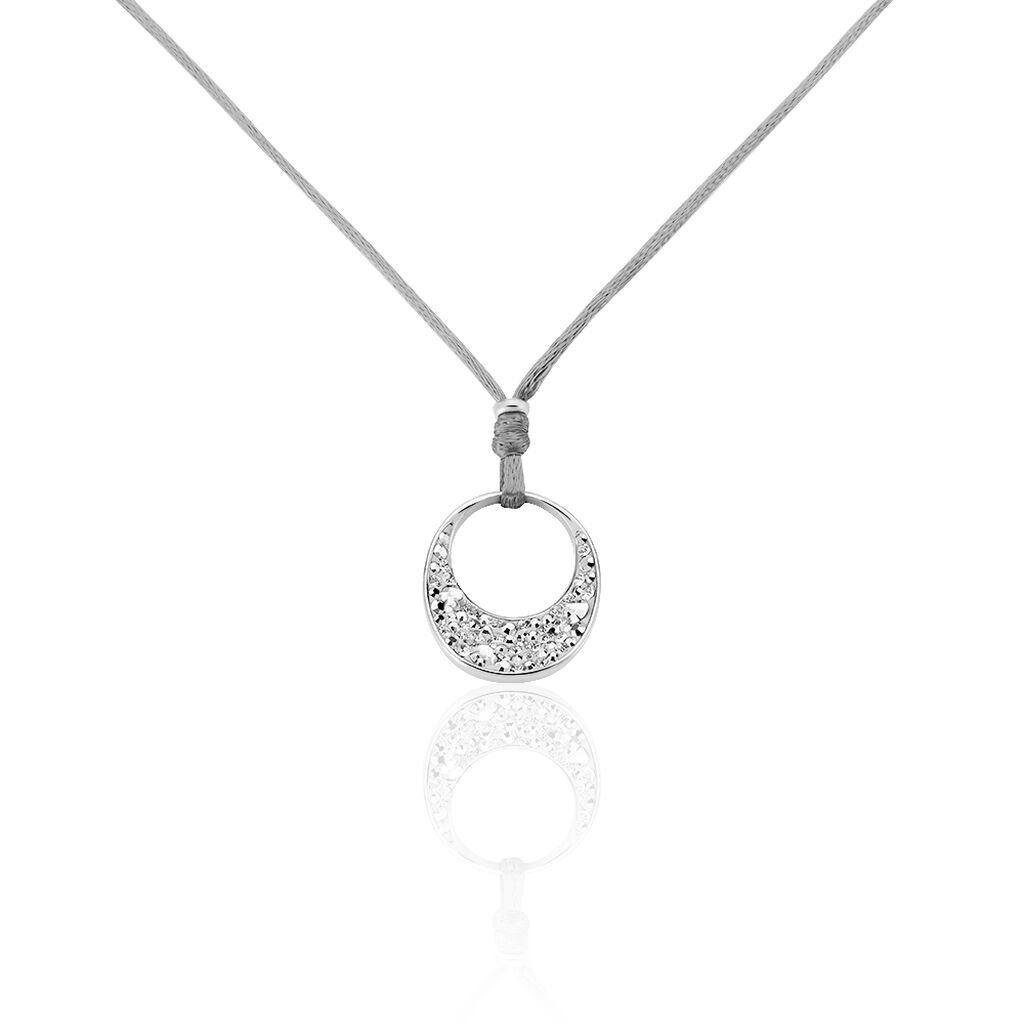 SAVINNA Damen Collier Edelstahl Strass Wei&szlig; Kreis B 1 mm