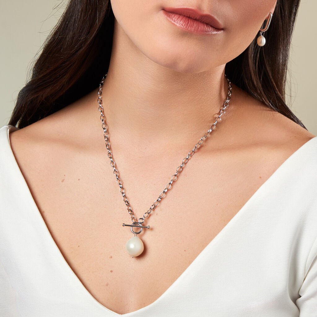 Damen Collier Silber 925 Barock Weiß Granda 4,6cm -  Damen | OROVIVO