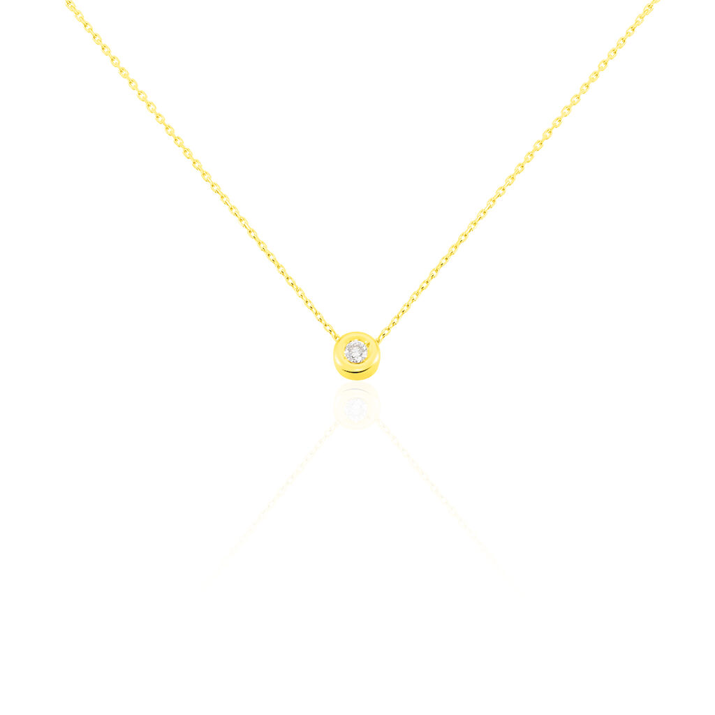 🦚 Damen Collier Gold 375 Diamant 0,1ct Paris 0,80mm, Collier mit Stein