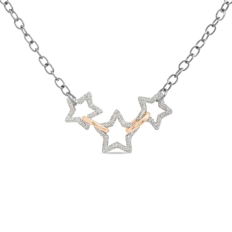 Collana Aura Acciaio Bicolore Bianco / Rosa Cristallo - Spannringe Damen | OROVIVO
