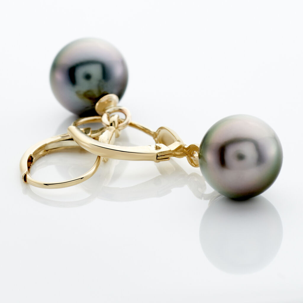 Boucles D'oreilles Puces Baroque Dormeuse Or Jaune Perle De Tahiti - Spannringe Damen | OROVIVO