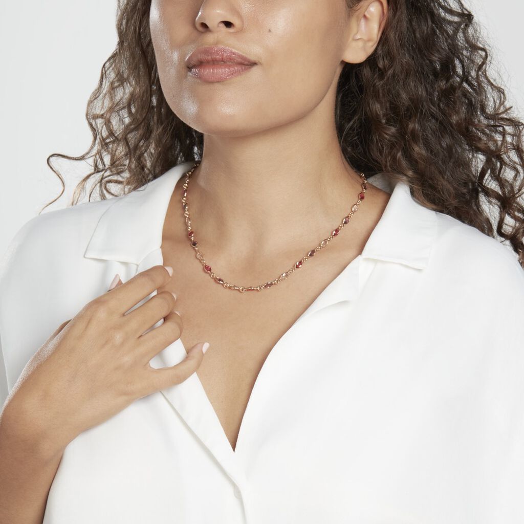 Damen Collier 18 Karat Vergoldet Multicolour Steine Rosa Ilvaae - Sommerschmuck Damen | OROVIVO