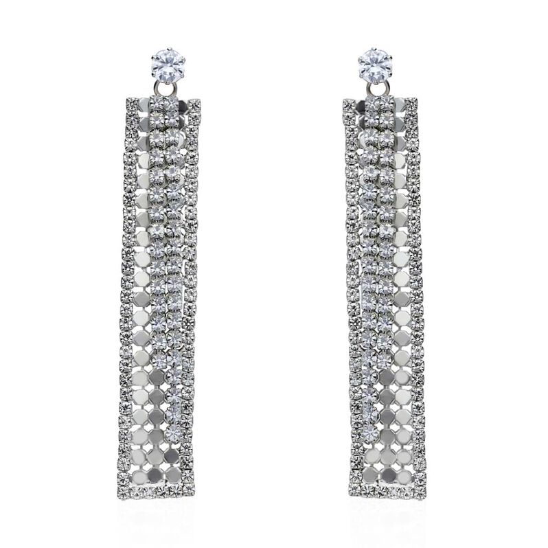 Orecchini pendenti rettangolari con strass in metallo silver - Spannringe Damen | OROVIVO