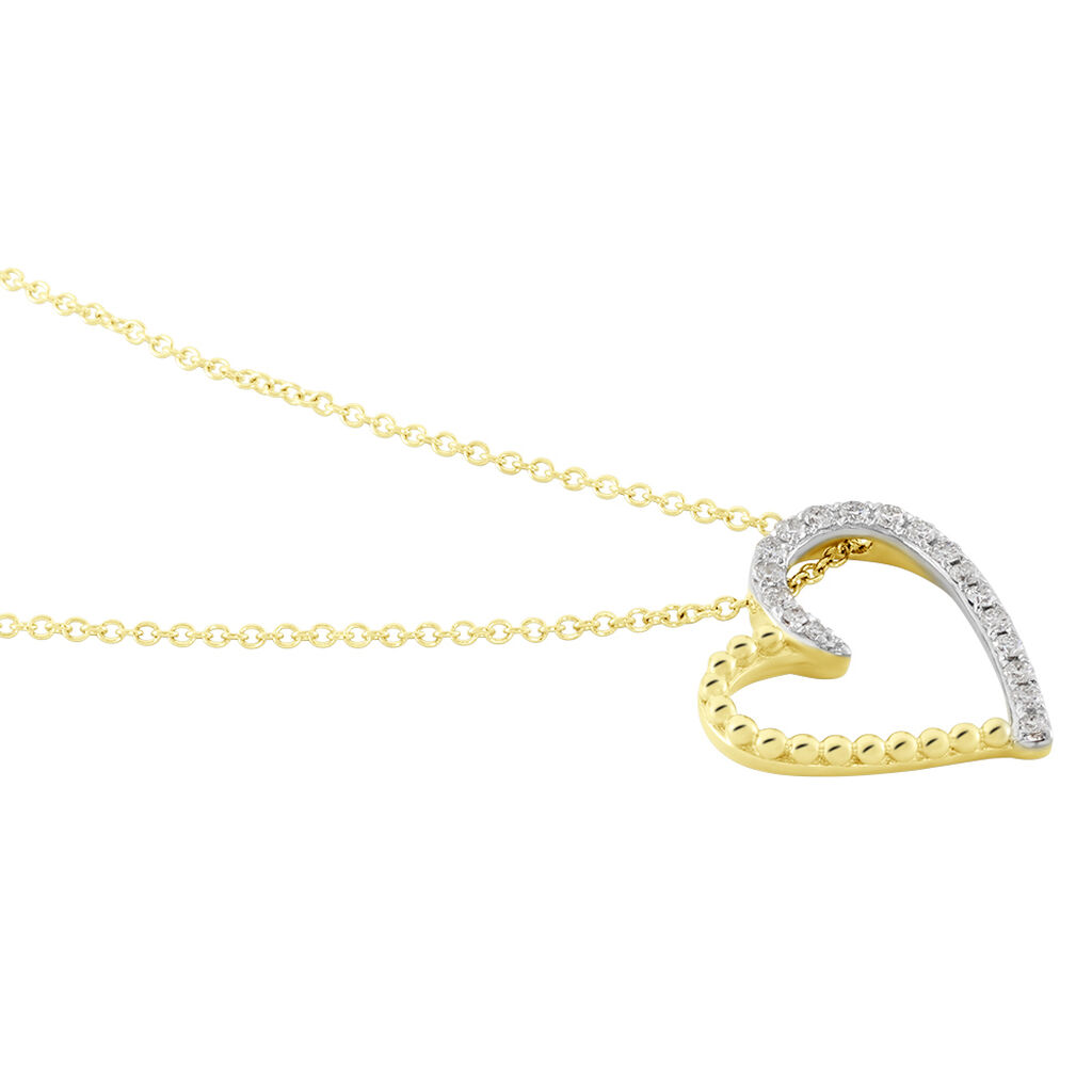 Damen Collier Gold 375 Diamant 0,11ct Herz Herz Modern 0,95mm - Halsketten Damen | OROVIVO