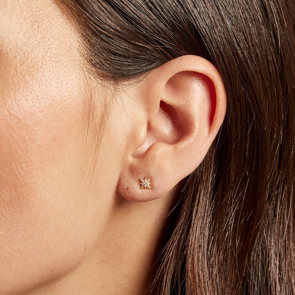 Piercing D'oreille Unitaire Geronimo Or Jaune Oxyde De Zirconium
