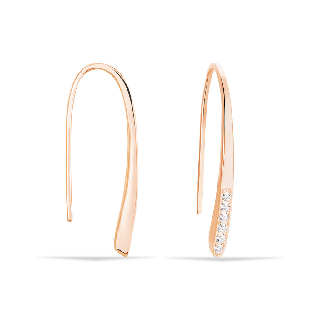 Damen Ohrringe Lang Silber rosevergoldet 925 Zirkonia Wei&szlig; 0,11 ct