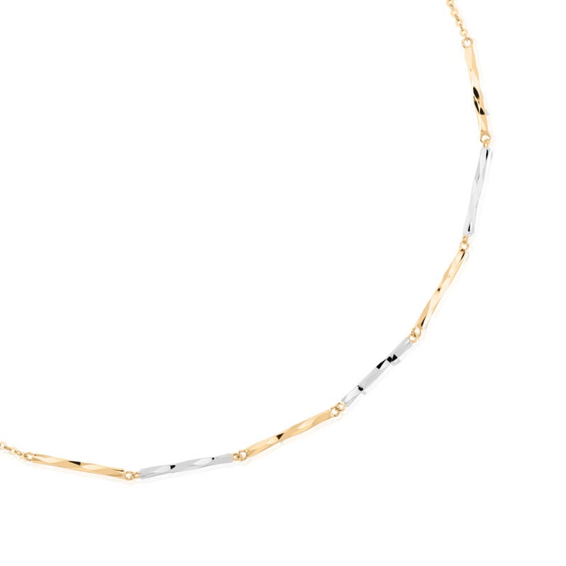 Damen Collier Gold Bicolor Gelb/Silber 585 Jutui 2 4,5cm -  Damen | OROVIVO