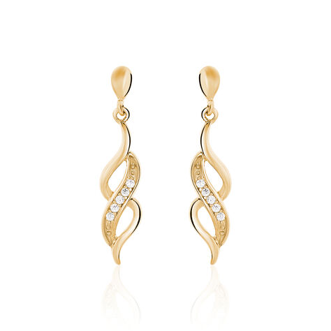 Damen Ohrringe Lang Vergoldet Zirkonia Spiralförmig Ishaae  - Ohrringe mit Stein  | OROVIVO