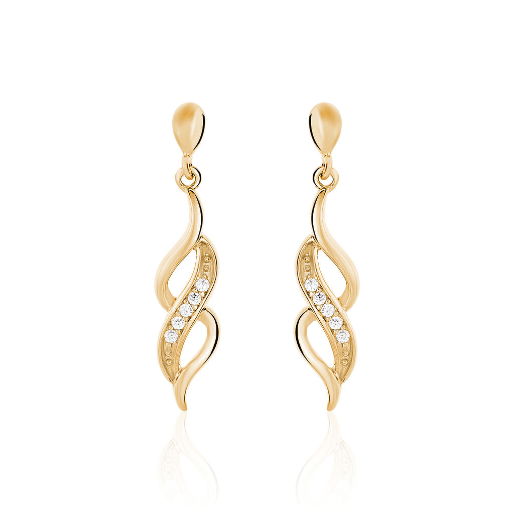 Damen Ohrringe Lang Vergoldet Zirkonia Spiralförmig Ishaae  - Ohrringe mit Stein Damen | OROVIVO