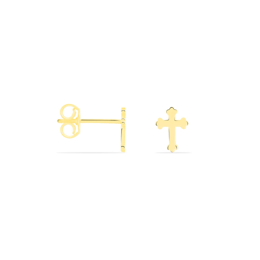 WOGGA Damen Ohrstecker Gold 375 (9 Karat) Religi&ouml;ses Kreuz