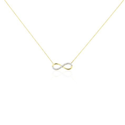 Damen Collier Gold Bicolor Gelb/Silber 375 Diamant 0,03ct Infinity Nuovo 45cm - Halsketten Damen | OROVIVO