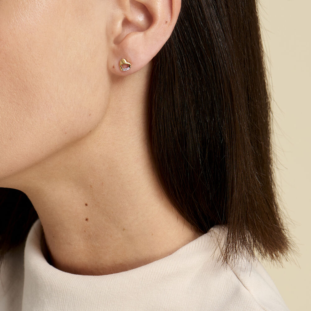 CLEVER SCHMUCK Goldene Kinder-Ohrringe – 19 Mm Mit Mini-Herz, 333er Gold, 8 Karat, Im Schmucketui