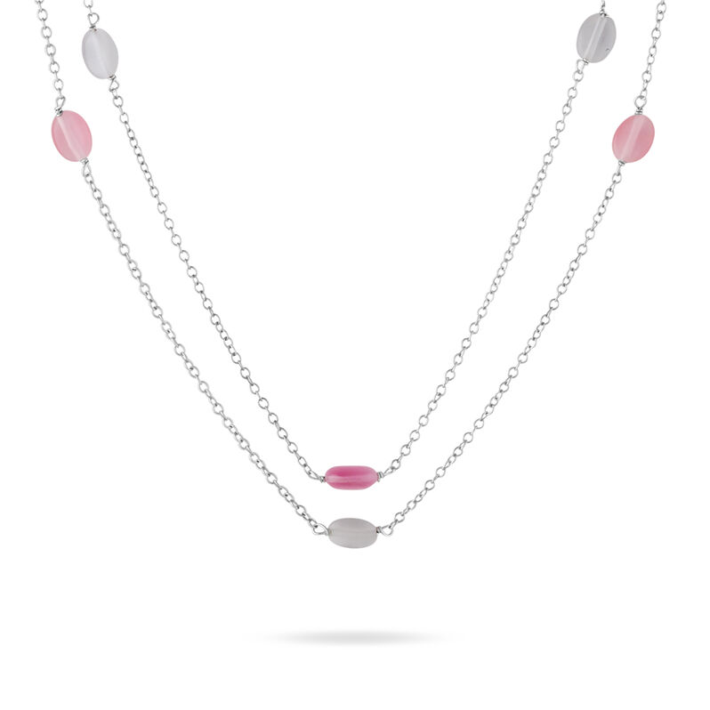 Collier Evren Argent Blanc Pierre De Synthese Et Olivine - Spannringe Damen | OROVIVO