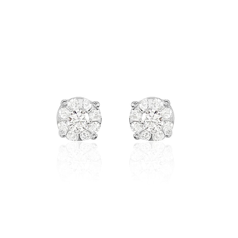 SOLO Damen Ohrstecker Wei&szlig;gold 750 (18 Karat) Diamant Wei&szlig; 0,1 ct Blume - Ohrstecker Damen | OROVIVO