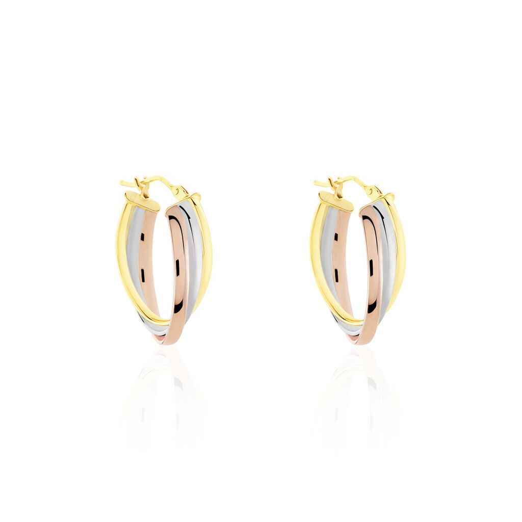 Damen Creolen Gold Tricolor 585 (14 Karat) B 0,72 mm