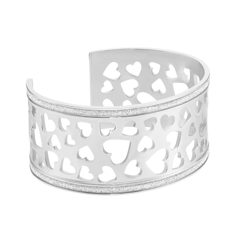 Bracciale cuori bangle medium in acciaio e lurex - Spannringe Damen | OROVIVO