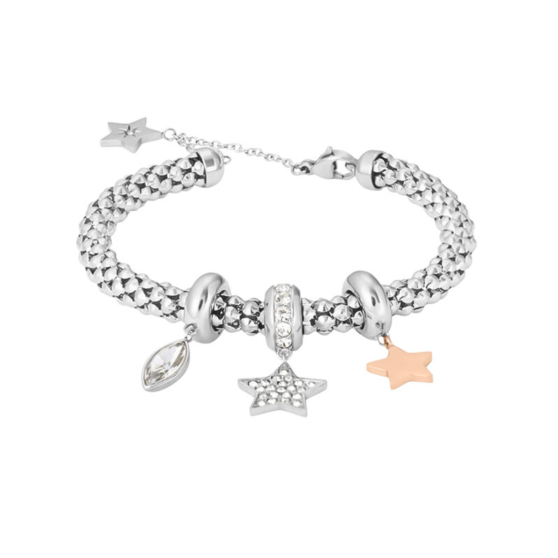 Bracciale Sunrise Acciaio Bicolore Bianco / Rosa Cristallo - Spannringe Damen | OROVIVO