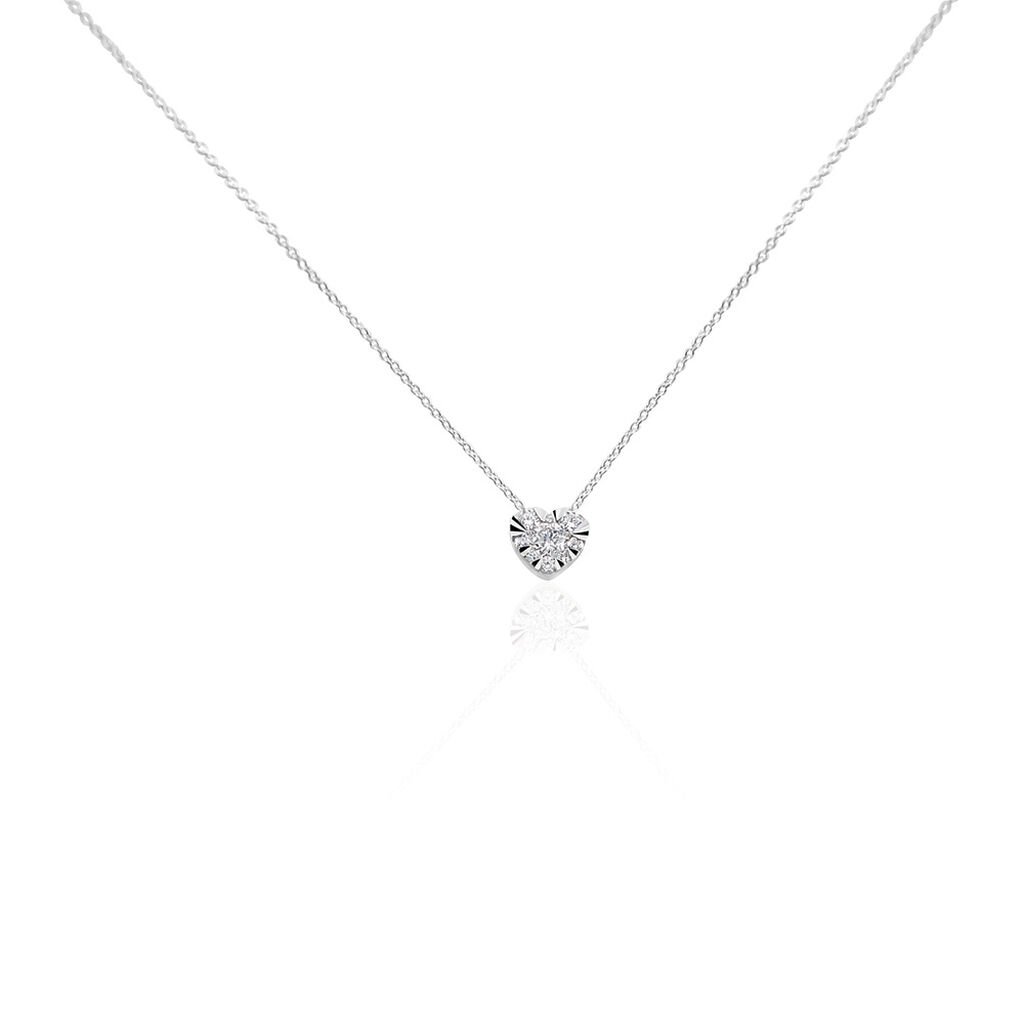 PETALI Damen Collier Wei&szlig;gold 750 (18 Karat) Diamant Wei&szlig; 0,11 ct Herz
