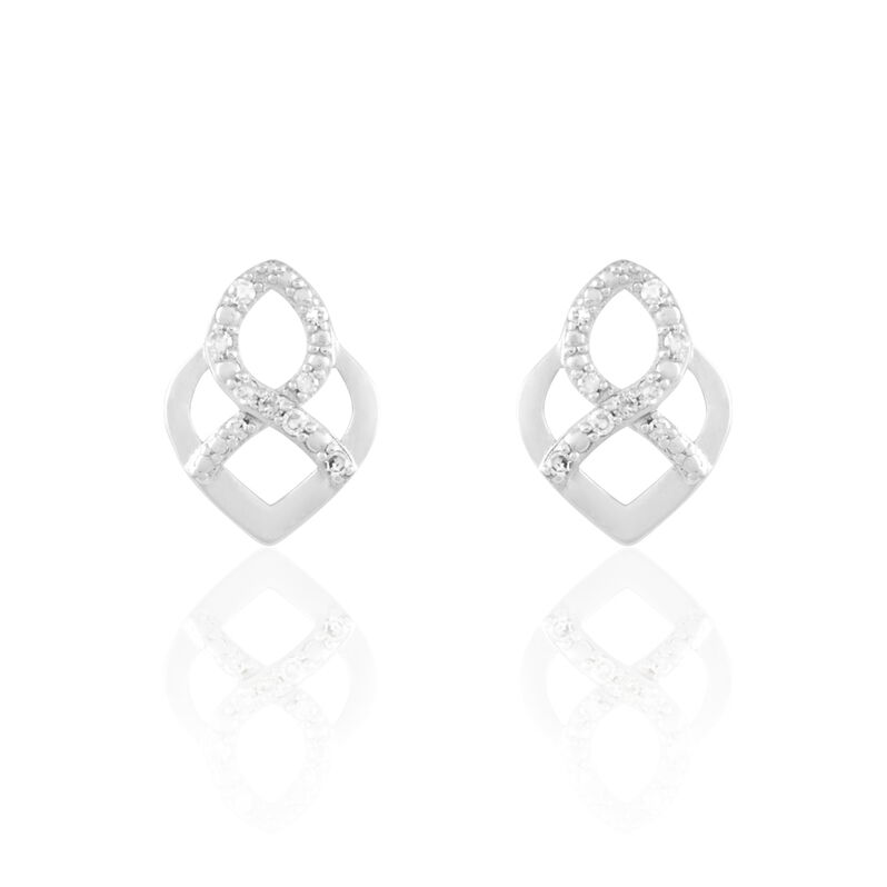 Boucles D'oreilles Puces Or Blanc Diamant - Spannringe Damen | OROVIVO