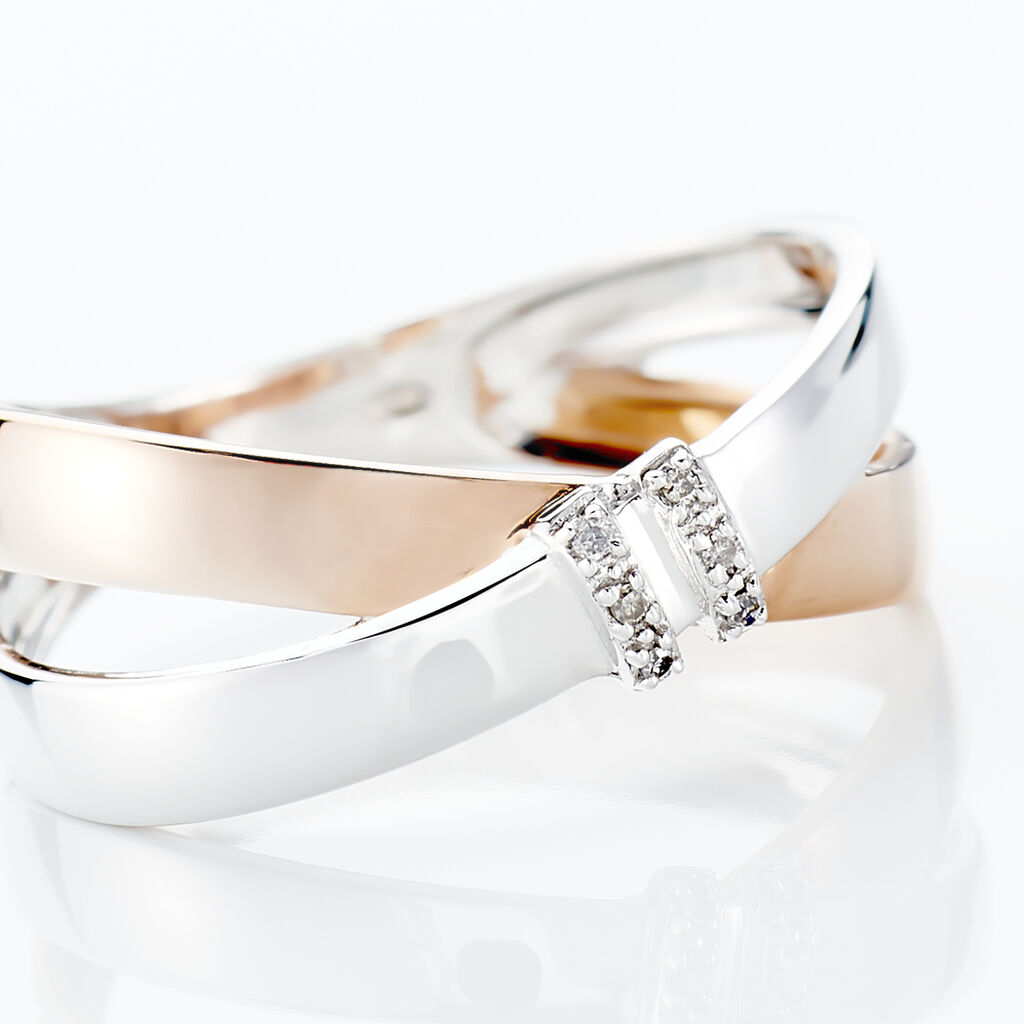 Bague Or Bicolore Tonnia Croise Diamants - Spannringe Damen | OROVIVO