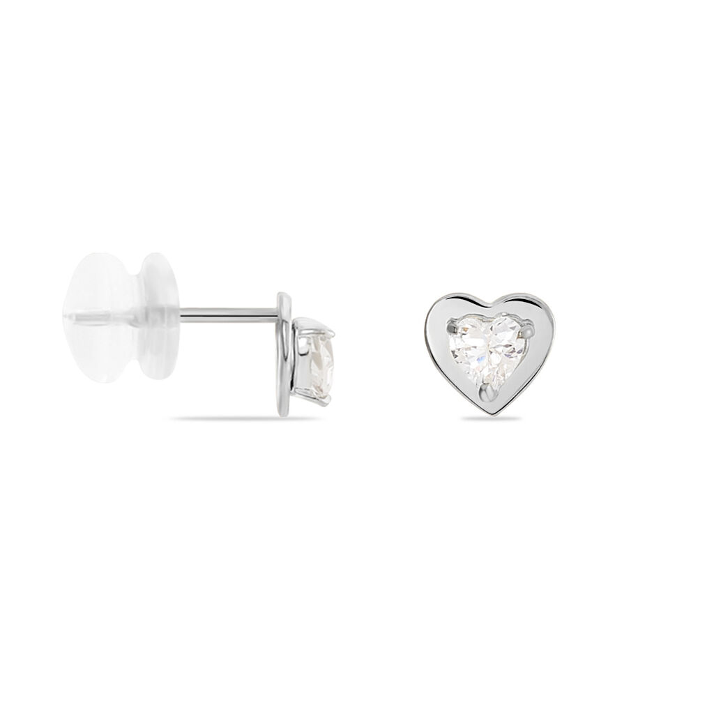 Ohrstecker Weißgold 375 Zirkonia Herz - Ohrstecker Familie | OROVIVO