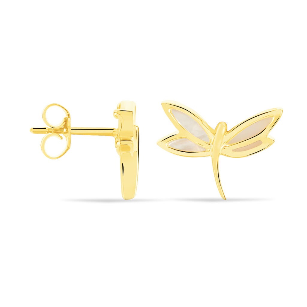 Damen Ohrstecker Gold 375 Perlmutt Perlmutt Libelle Libelle  - Ohrstecker Damen | OROVIVO
