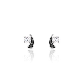 Damen Ohrstecker Silber 925 Schwarzer Zirkonia  - Ohrstecker Damen | OROVIVO
