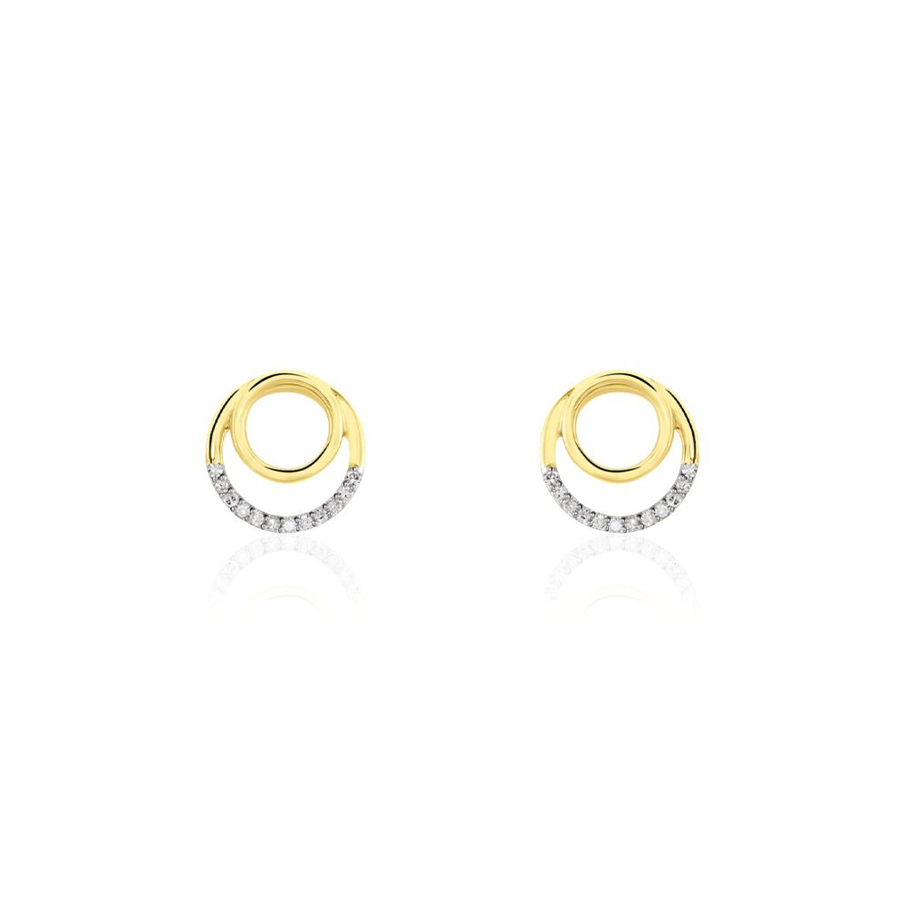 Damen Ohrstecker Gold 375 Diamant 0,07ct Doppelkreis Atlanta  - Ohrstecker Damen | OROVIVO
