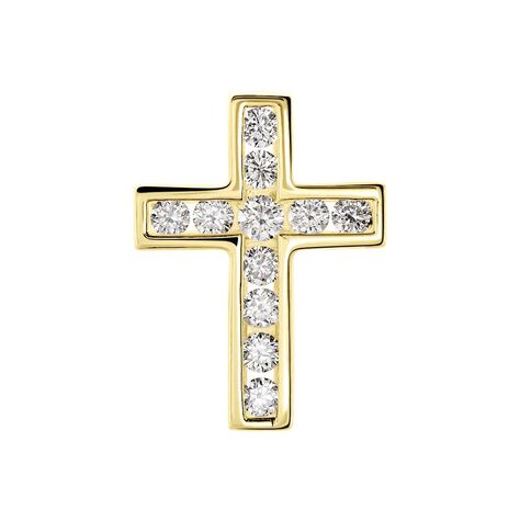  Anhänger Gold 375 Diamant 0,26ct Religiöses Kreuz 1,5cm - Schmuckanhänger Damen | OROVIVO