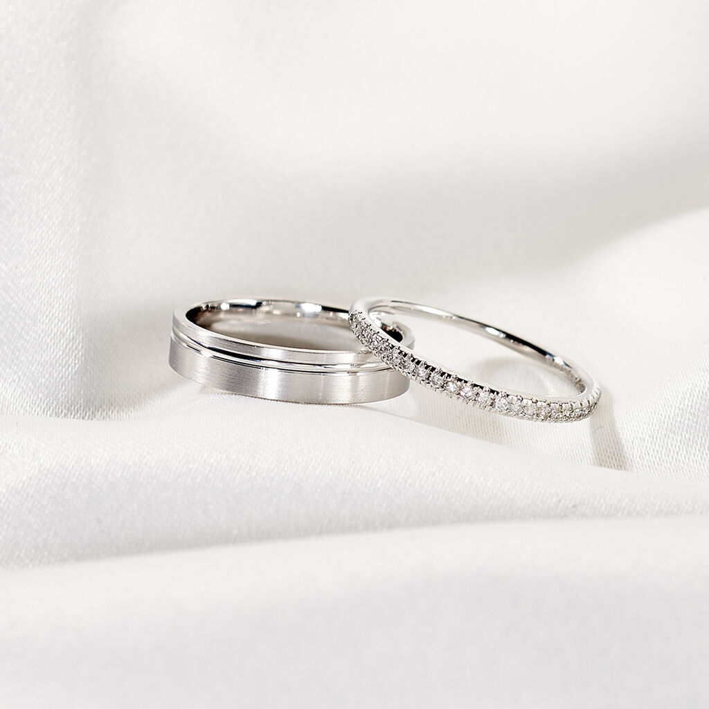 Memo Tempi Damen Ring Wei&szlig;gold 375 (9 Karat) Diamant Wei&szlig; 0,18 ct