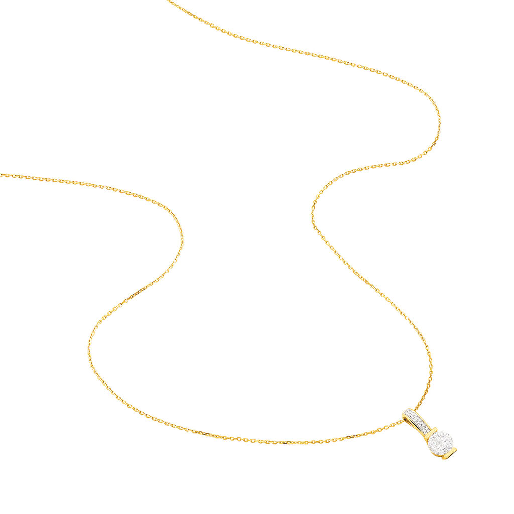 ZINNA 2 Damen Collier Gold 375 (9 Karat) Zirkonia Wei&szlig; 1,480 ct Barren