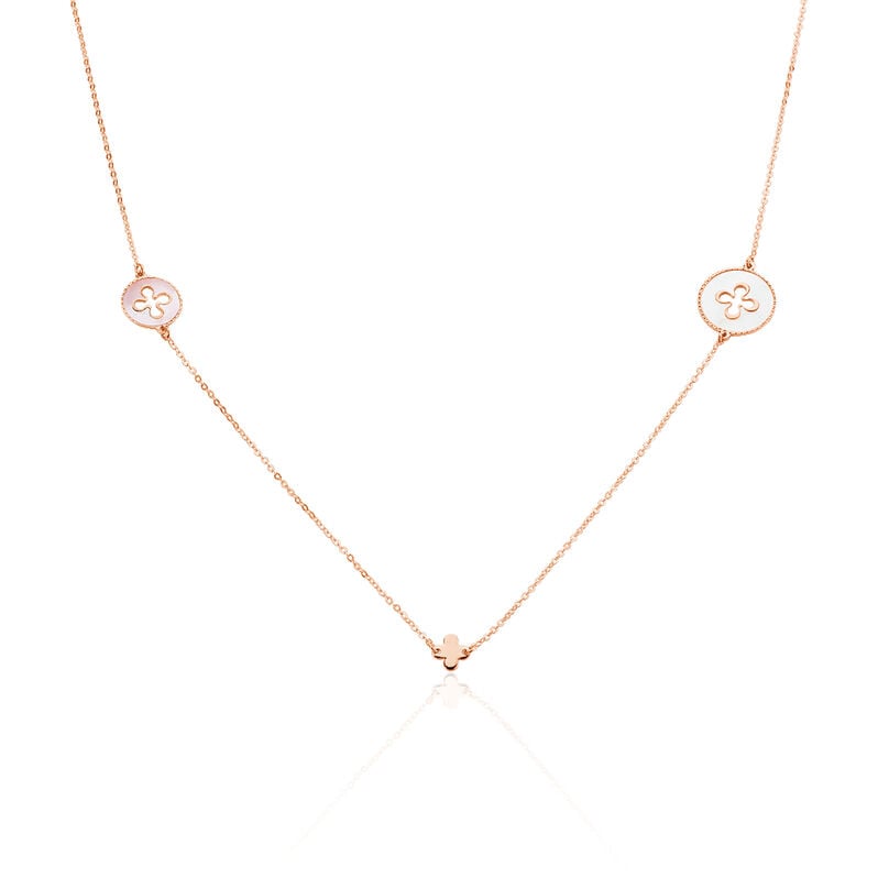 Sautoir Liora Or Rose Pastilles Trefles - Spannringe Damen | OROVIVO