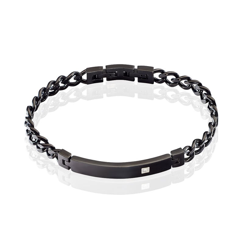Bracelet Ly-annae Acier Noir Diamant - Spannringe Herren | OROVIVO