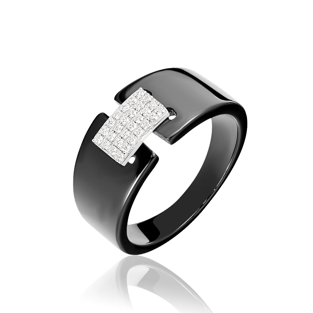 Bague Nina-rose Argent Blanc Céramique Et Oxyde De Zirconium - Spannringe Damen | OROVIVO