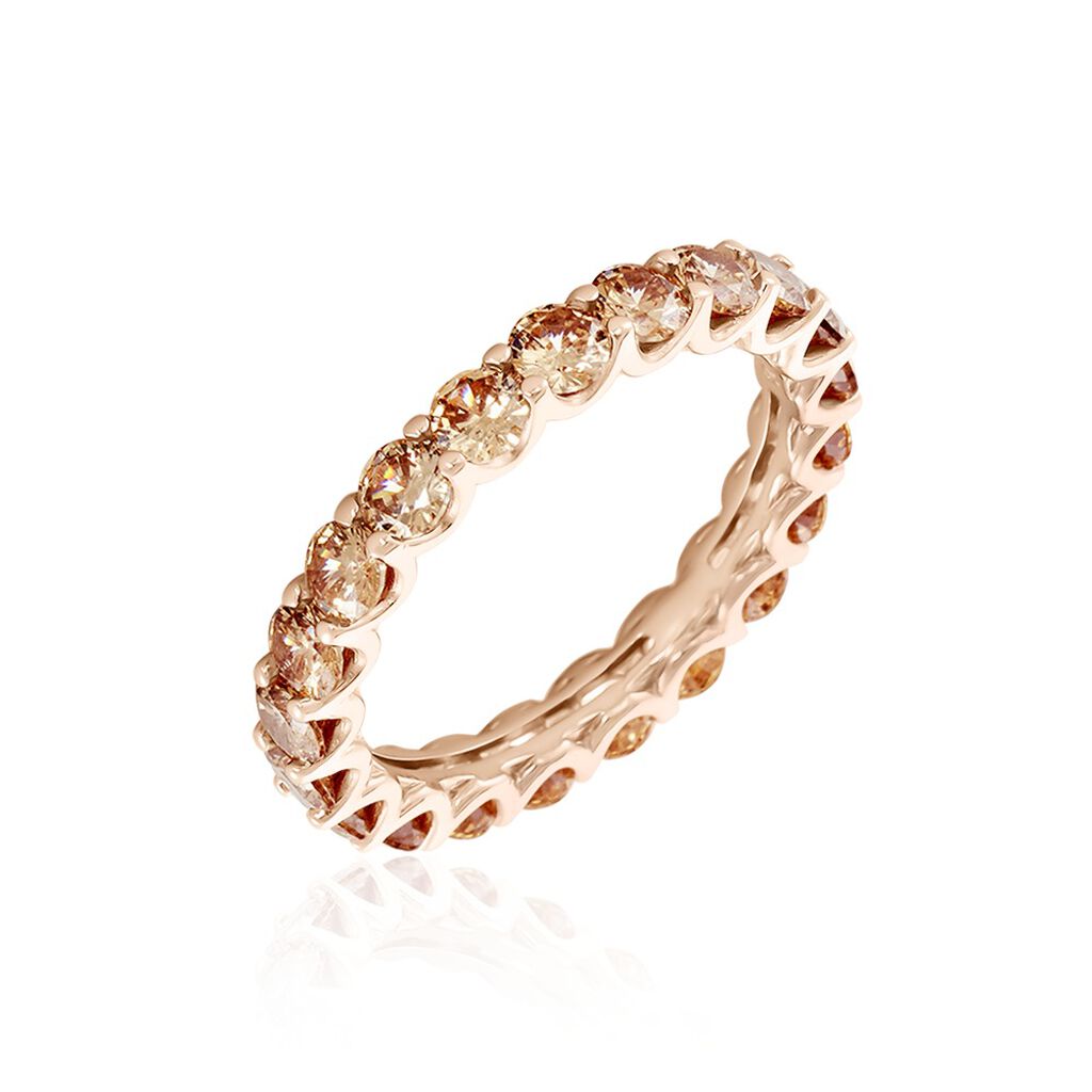 MYRIAM Damen Ring Silber rosevergoldet 925 Zirkonia Champagner 4,1 ct B 3 mm, Ring mit Stein