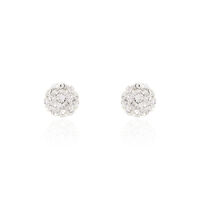 TUVALLA Damen Ohrstecker Silber 925 Strass Weiß Ball