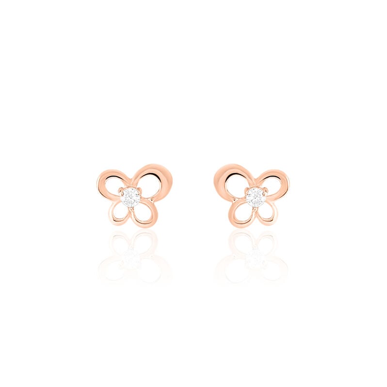 Damen Ohrstecker Roségold 375 Zirkonia Schmetterling Eleanor - Ohrstecker Damen | OROVIVO
